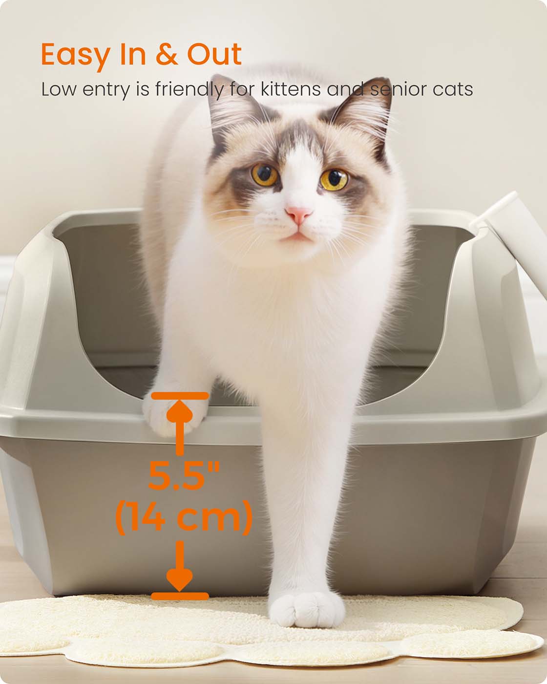 High sided open litter box with scoop for large cats and kittens - image 27