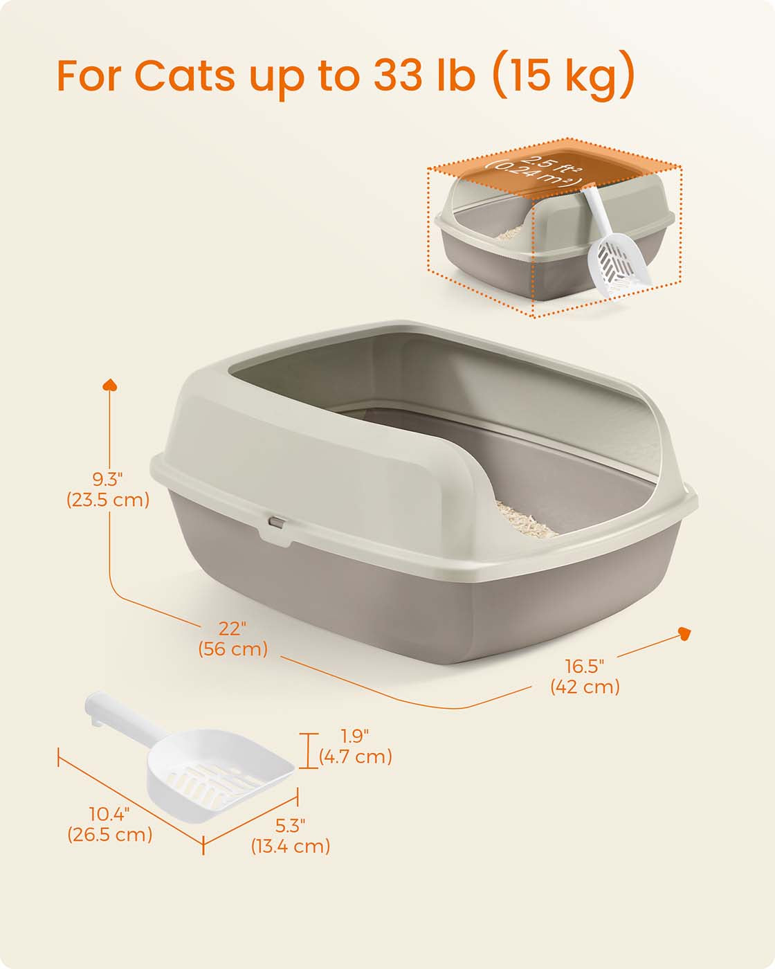 High sided open litter box with scoop for large cats and kittens - image 28