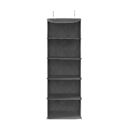 Set of 2 Foldable Hanging Closet Shelves, Wardrobe Storage Organisers with Metal Hooks - image 2