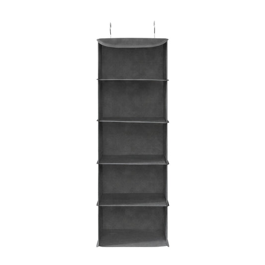 Set of 2 Foldable Hanging Closet Shelves, Wardrobe Storage Organisers with Metal Hooks - image 1