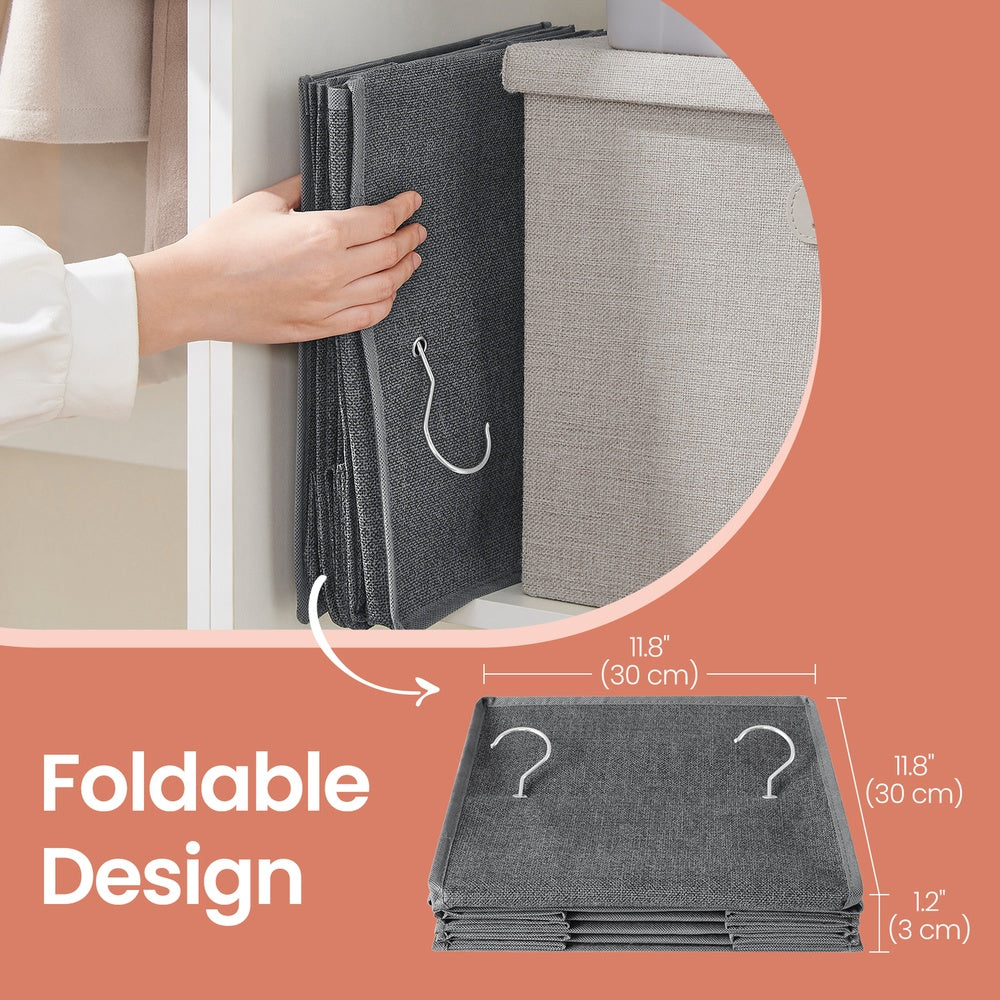 Set of 2 Foldable Hanging Closet Shelves, Wardrobe Storage Organisers with Metal Hooks - image 6