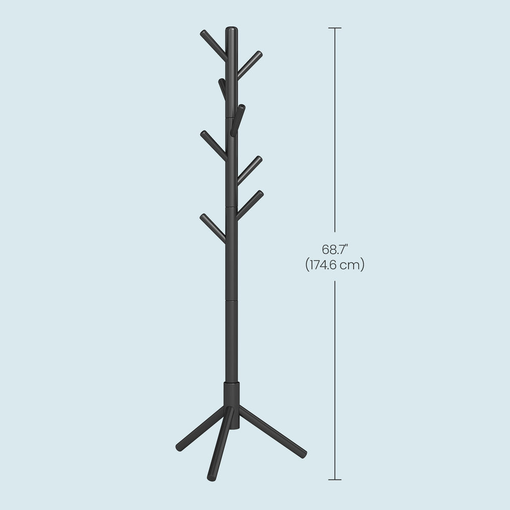 Standing Coat Rack, Solid Wood Tree-Shaped Coat Rack with 8 Hooks, 3 Height Options - image 13