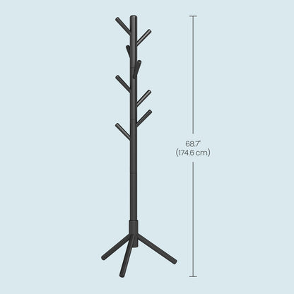 Standing Coat Rack, Solid Wood Tree-Shaped Coat Rack with 8 Hooks, 3 Height Options - image 13