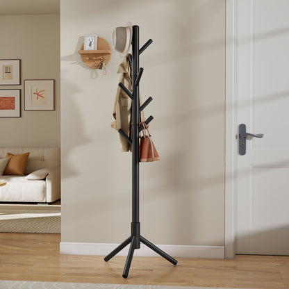 Standing Coat Rack, Solid Wood Tree-Shaped Coat Rack with 8 Hooks, 3 Height Options - image 14