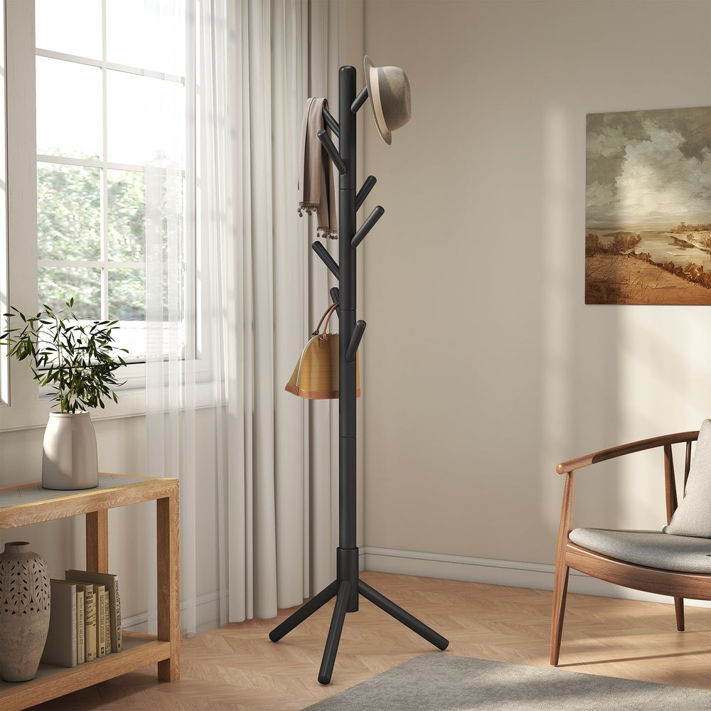 Standing Coat Rack, Solid Wood Tree-Shaped Coat Rack with 8 Hooks, 3 Height Options - image 15