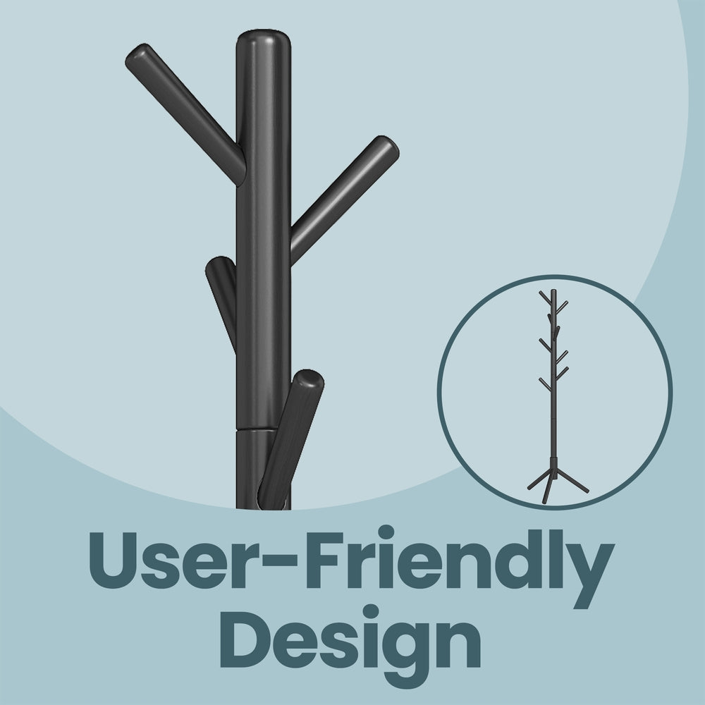Standing Coat Rack, Solid Wood Tree-Shaped Coat Rack with 8 Hooks, 3 Height Options - image 18