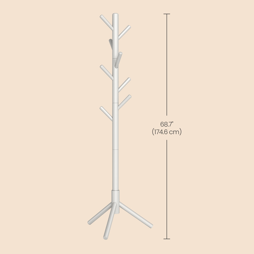 Standing Coat Rack, Solid Wood Tree-Shaped Coat Rack with 8 Hooks, 3 Height Options - image 26