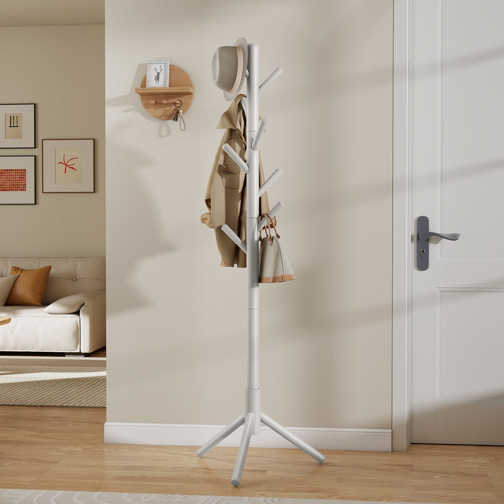 Standing Coat Rack, Solid Wood Tree-Shaped Coat Rack with 8 Hooks, 3 Height Options - image 27