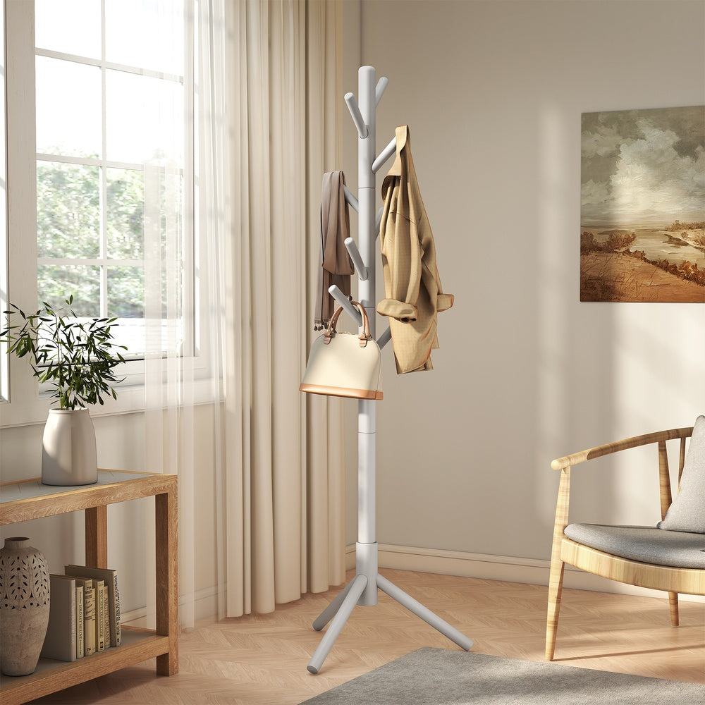 Standing Coat Rack, Solid Wood Tree-Shaped Coat Rack with 8 Hooks, 3 Height Options - image 28