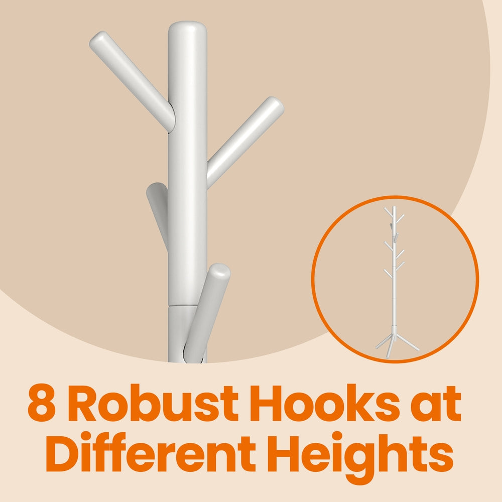 Standing Coat Rack, Solid Wood Tree-Shaped Coat Rack with 8 Hooks, 3 Height Options - image 31