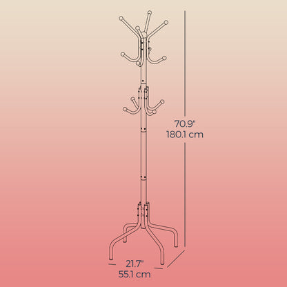 Coat Stand, Metal Coat Rack with 12 Hooks, 4 Legs - image 4