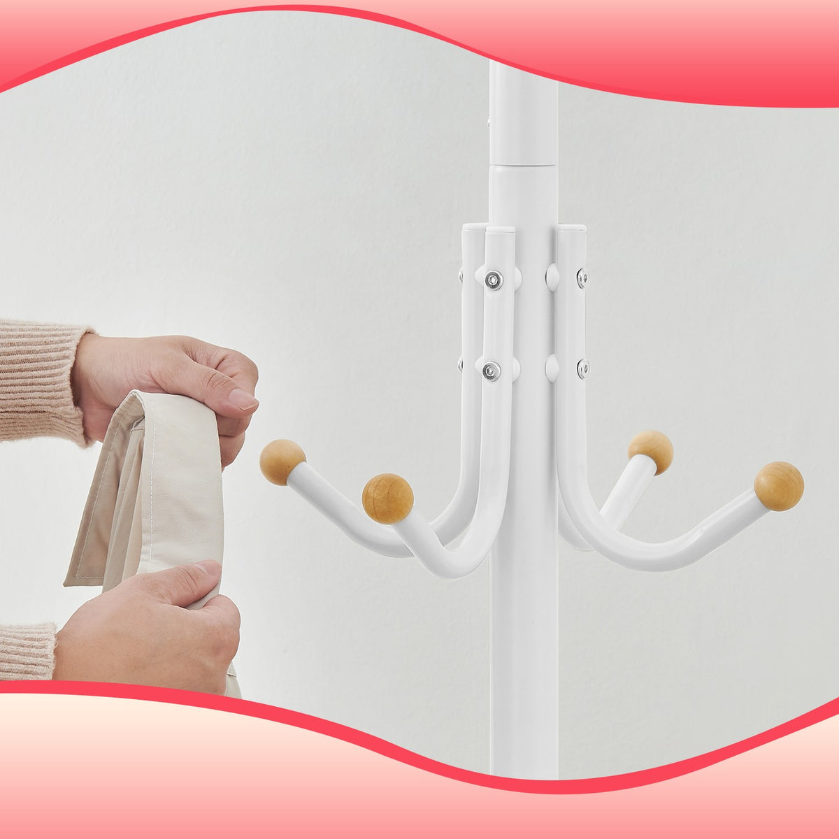 Coat Stand, Metal Coat Rack with 12 Hooks, 4 Legs - image 5