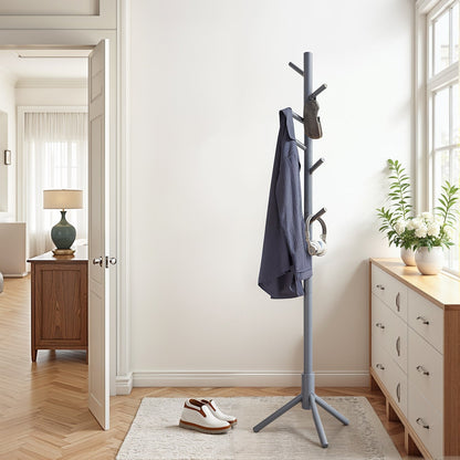 Standing Coat Rack, Solid Wood Tree-Shaped Coat Rack with 8 Hooks, 3 Height Options - image 19