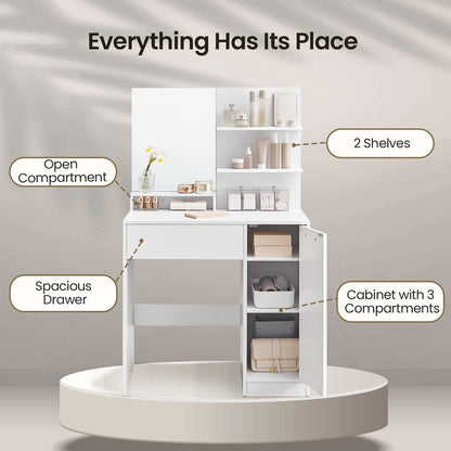 Vanity Table with Mirror, 1 Drawer, 2 Shelves - image 2