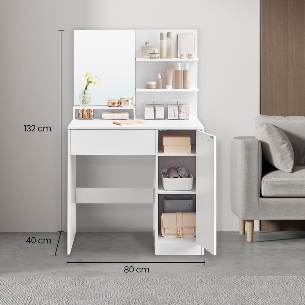 Vanity Table with Mirror, 1 Drawer, 2 Shelves - image 4