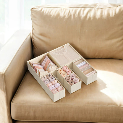Dresser Drawer Organizer, Set of 6, Foldable Fabric Storage Bins for Socks - image 2