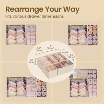 Dresser Drawer Organizer, Set of 6, Foldable Fabric Storage Bins for Socks - image 4