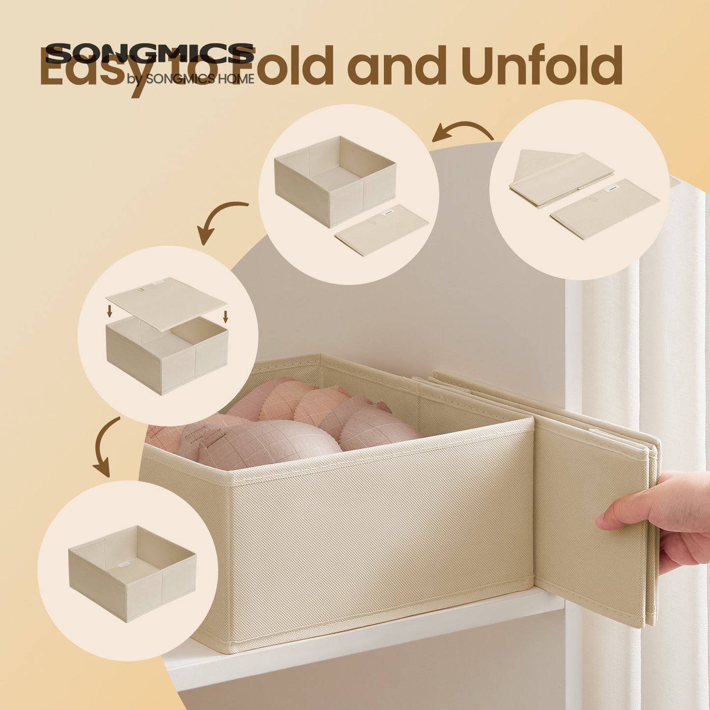 Dresser Drawer Organizer, Set of 6, Foldable Fabric Storage Bins for Socks - image 5