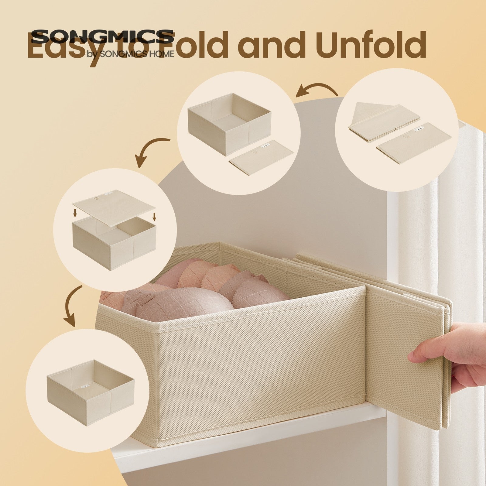 Dresser Drawer Organizer, Set of 6, Foldable Fabric Storage Bins for Socks - image 5
