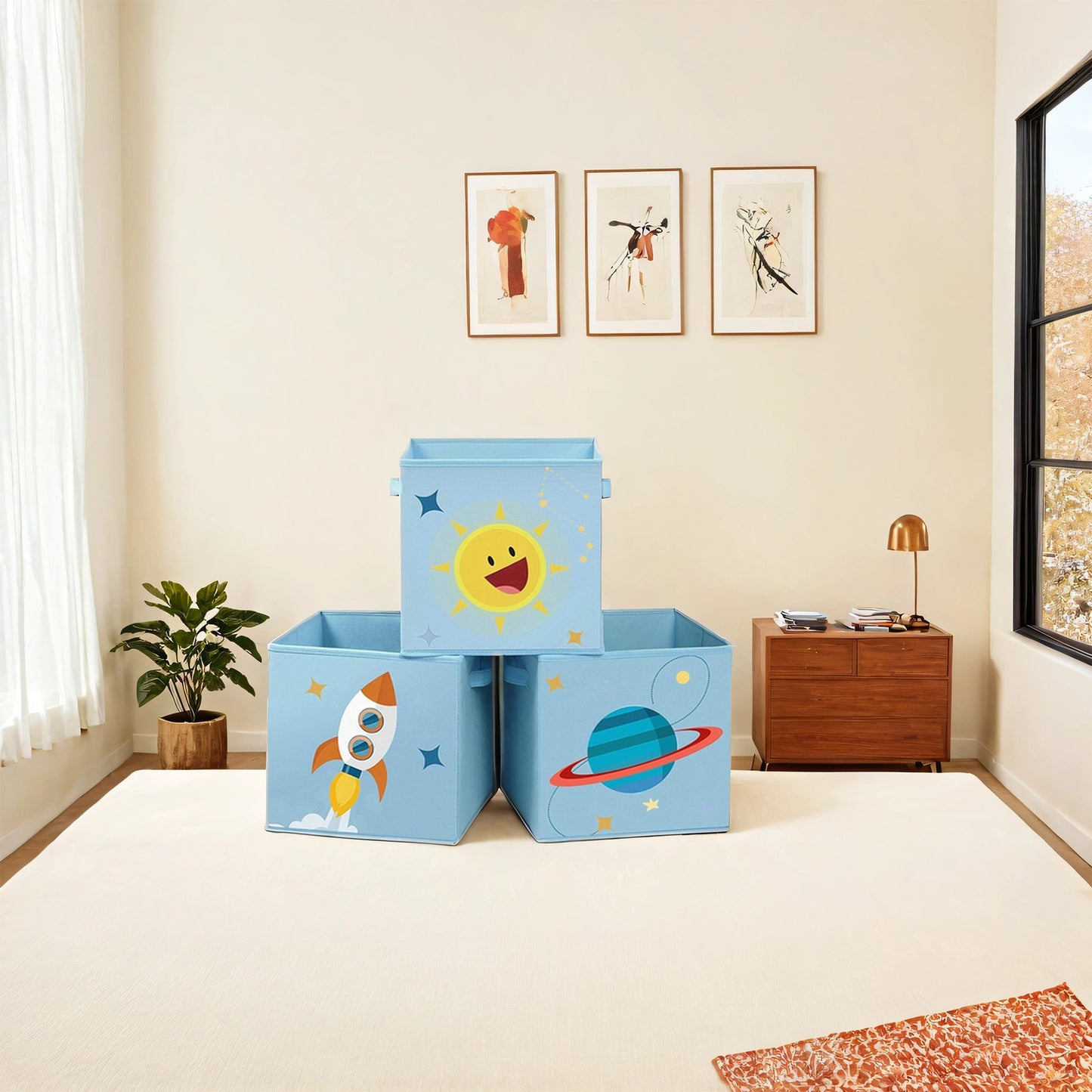 Set of 3 Storage Boxes, Toy Organiser Boxes, Foldable Storage Cubes - image 1