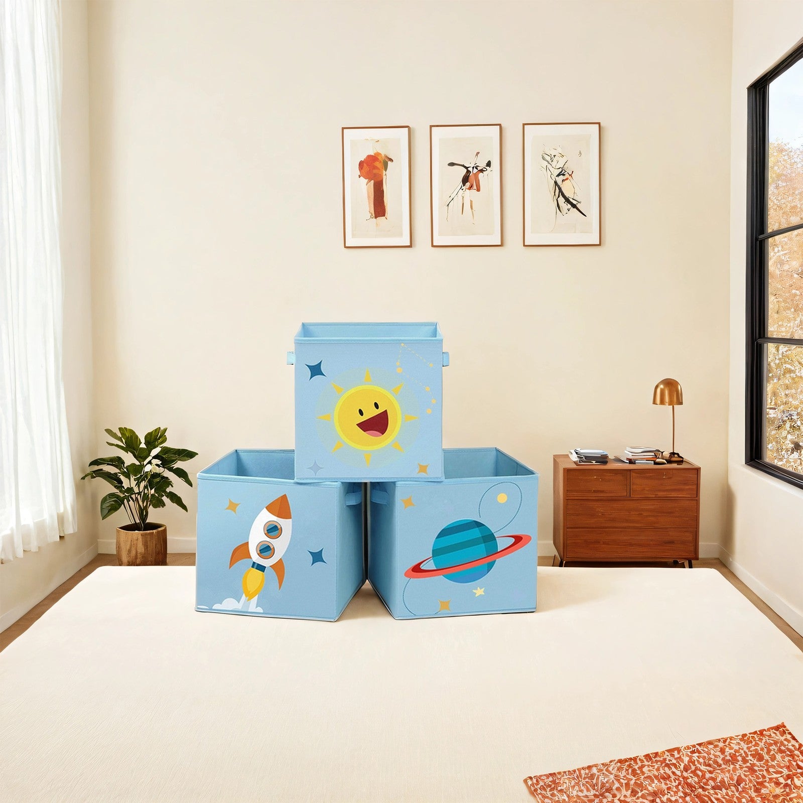 Set of 3 Storage Boxes, Toy Organiser Boxes, Foldable Storage Cubes - image 1