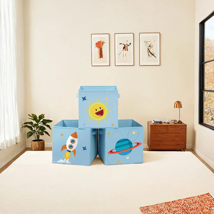 Set of 3 Storage Boxes, Toy Organiser Boxes, Foldable Storage Cubes - image 1