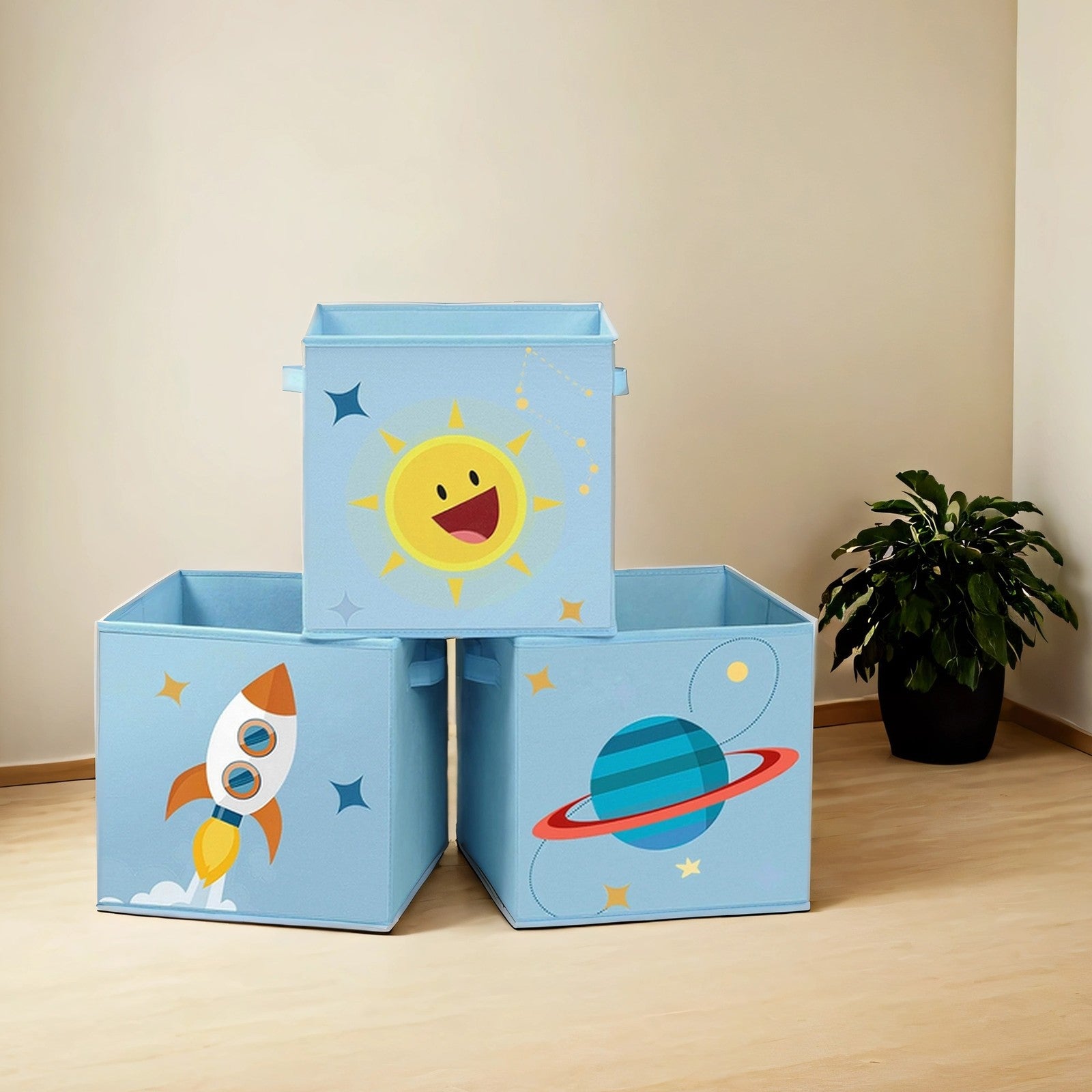 Set of 3 Storage Boxes, Toy Organiser Boxes, Foldable Storage Cubes - image 2