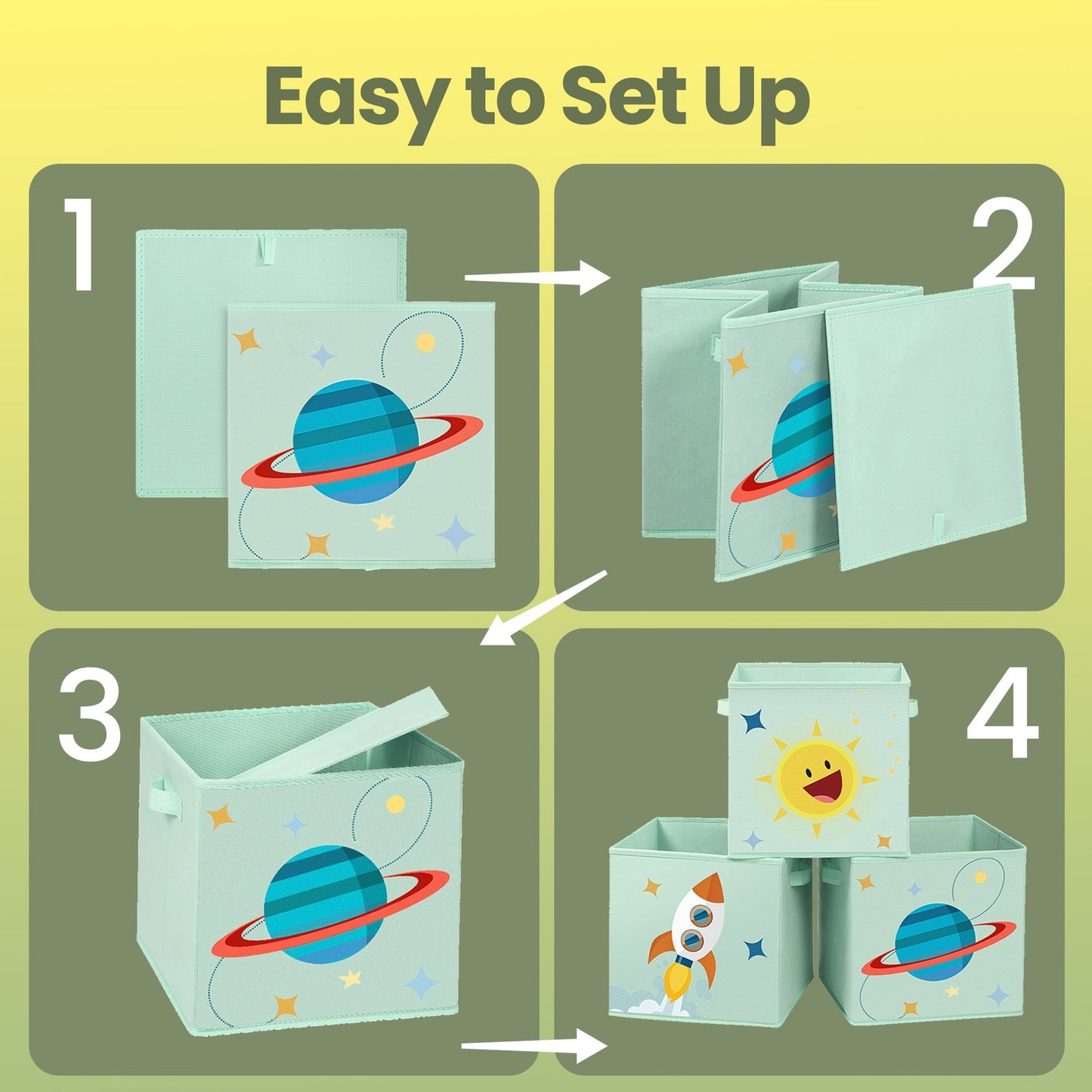Set of 3 Storage Boxes, Toy Organiser Boxes, Foldable Storage Cubes - image 3