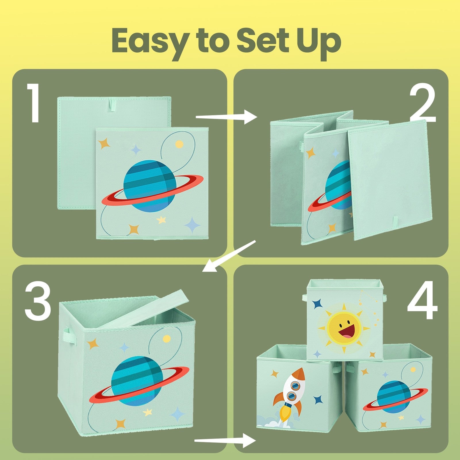 Set of 3 Storage Boxes, Toy Organiser Boxes, Foldable Storage Cubes - image 3