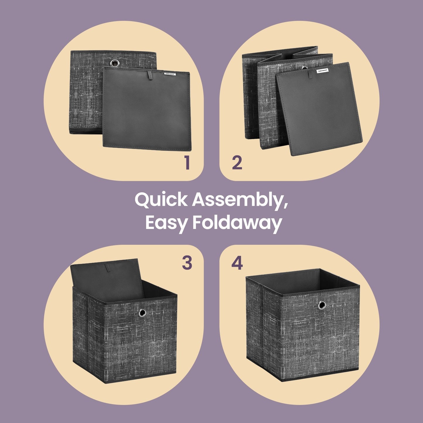 Foldable Storage Boxes, Set of 6 Fabric Boxes, 30 x 30 x 30 cm - image 12