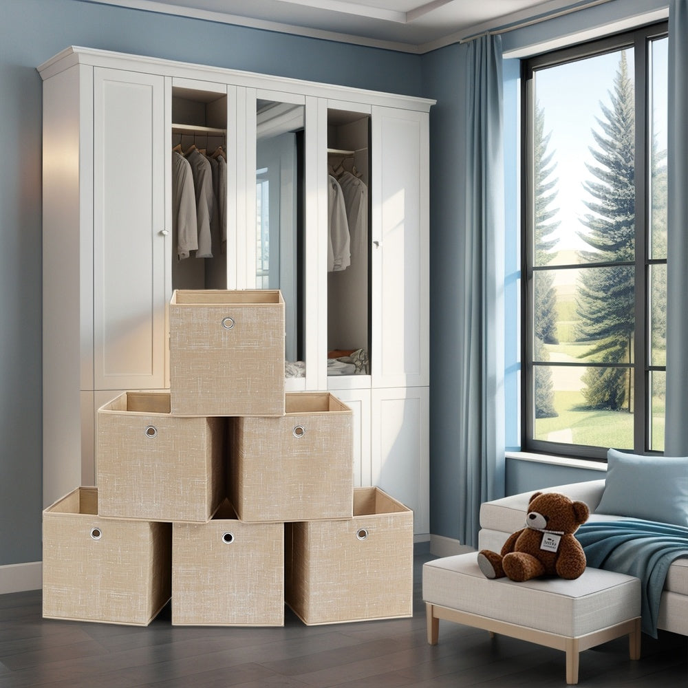 Foldable Storage Boxes, Set of 6 Fabric Boxes, 30 x 30 x 30 cm - image 2