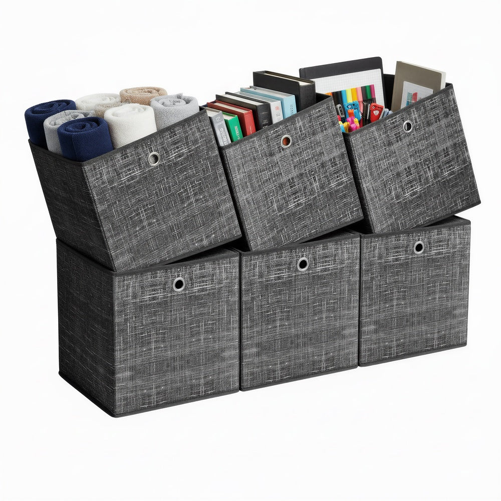 Storage Boxes, Set of 6, Non-Woven Fabric Organiser Boxes with Handle - image 7