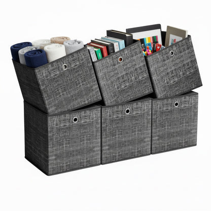 Storage Boxes, Set of 6, Non-Woven Fabric Organiser Boxes with Handle - image 7