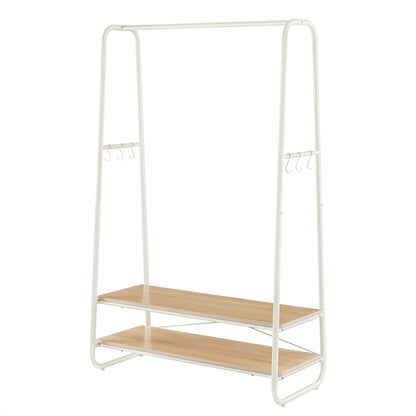 Clothes Rail, Clothes Rack with 2 Shelves, 6 S Hooks - image 1