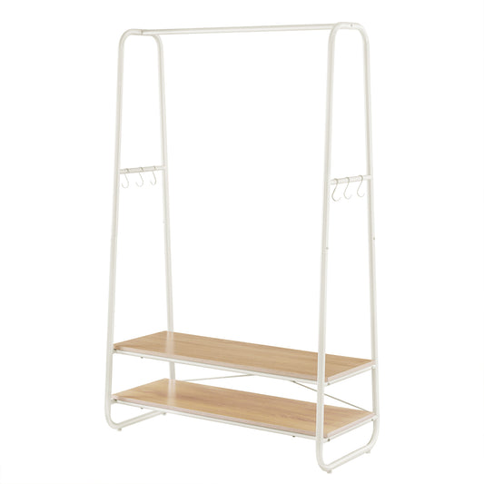Clothes Rail, Clothes Rack with 2 Shelves, 6 S Hooks - image 1
