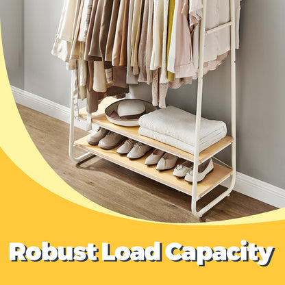 Clothes Rail, Clothes Rack with 2 Shelves, 6 S Hooks - image 3