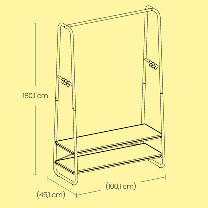 Clothes Rail, Clothes Rack with 2 Shelves, 6 S Hooks - image 4
