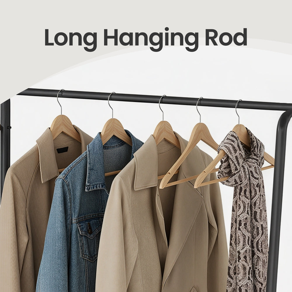Garment Rack with 5-Tier Shelves, Clothes Storage Rack, 6 Hooks, for Living Room or Bedroom, Brown and Black - image 5