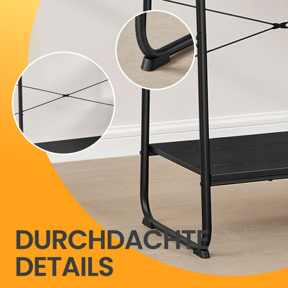 Garment Rack with 5-Tier Shelves, Clothes Storage Rack, 6 Hooks, for Living Room or Bedroom, Brown and Black - image 16