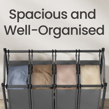 Mobile Laundry Organizer Cart With 4 Detachable Bags, Rolling Hamper Basket Trolley For Bedroom Bathroom - image 3