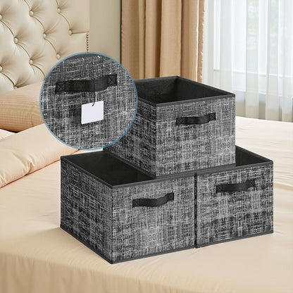 30 cm High Collapsible Storage Boxes Set of 3 Cattail Grey - image 8