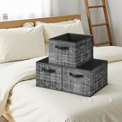 30 cm High Collapsible Storage Boxes Set of 3 Cattail Grey - image 9