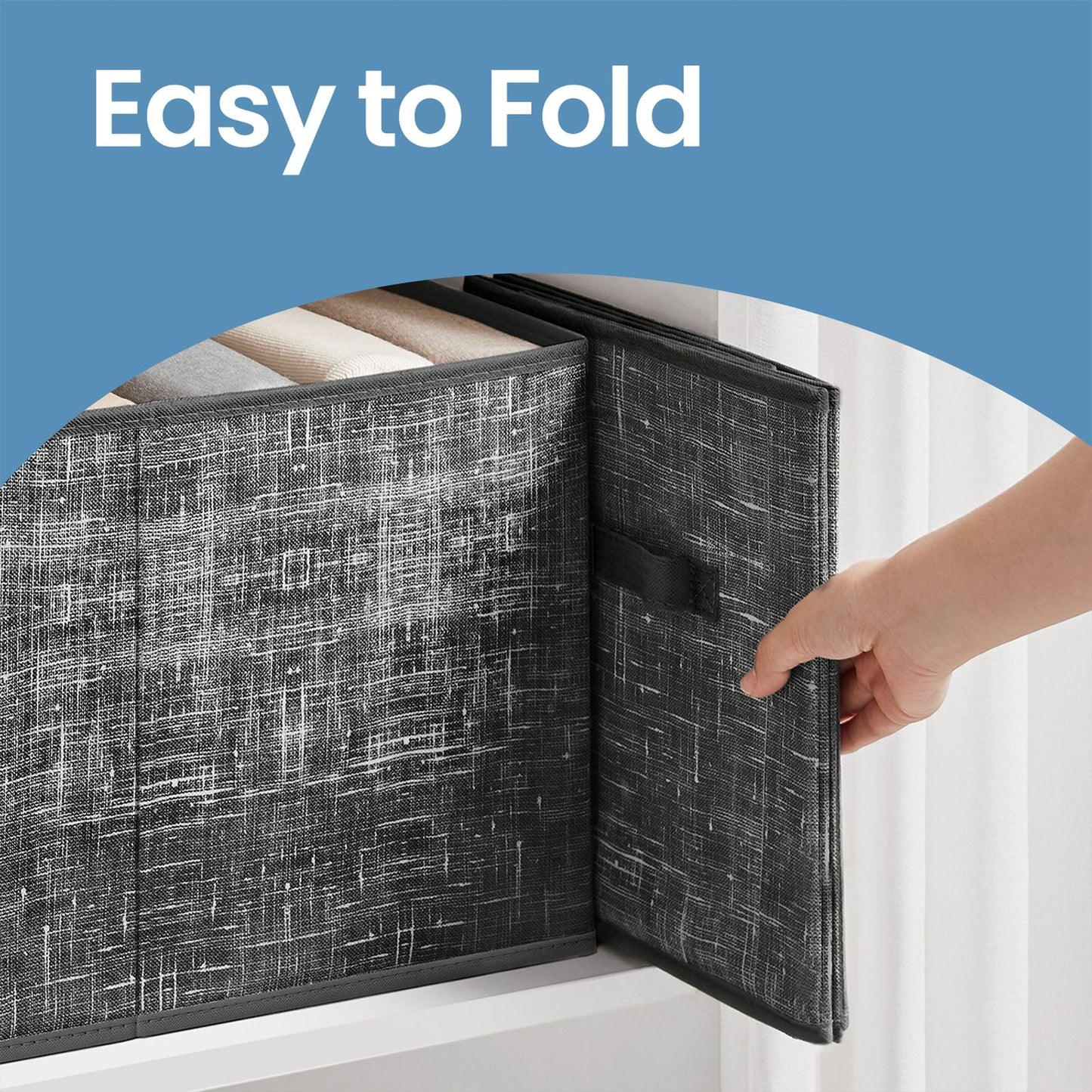 30 cm High Collapsible Storage Boxes Set of 3 Cattail Grey - image 10