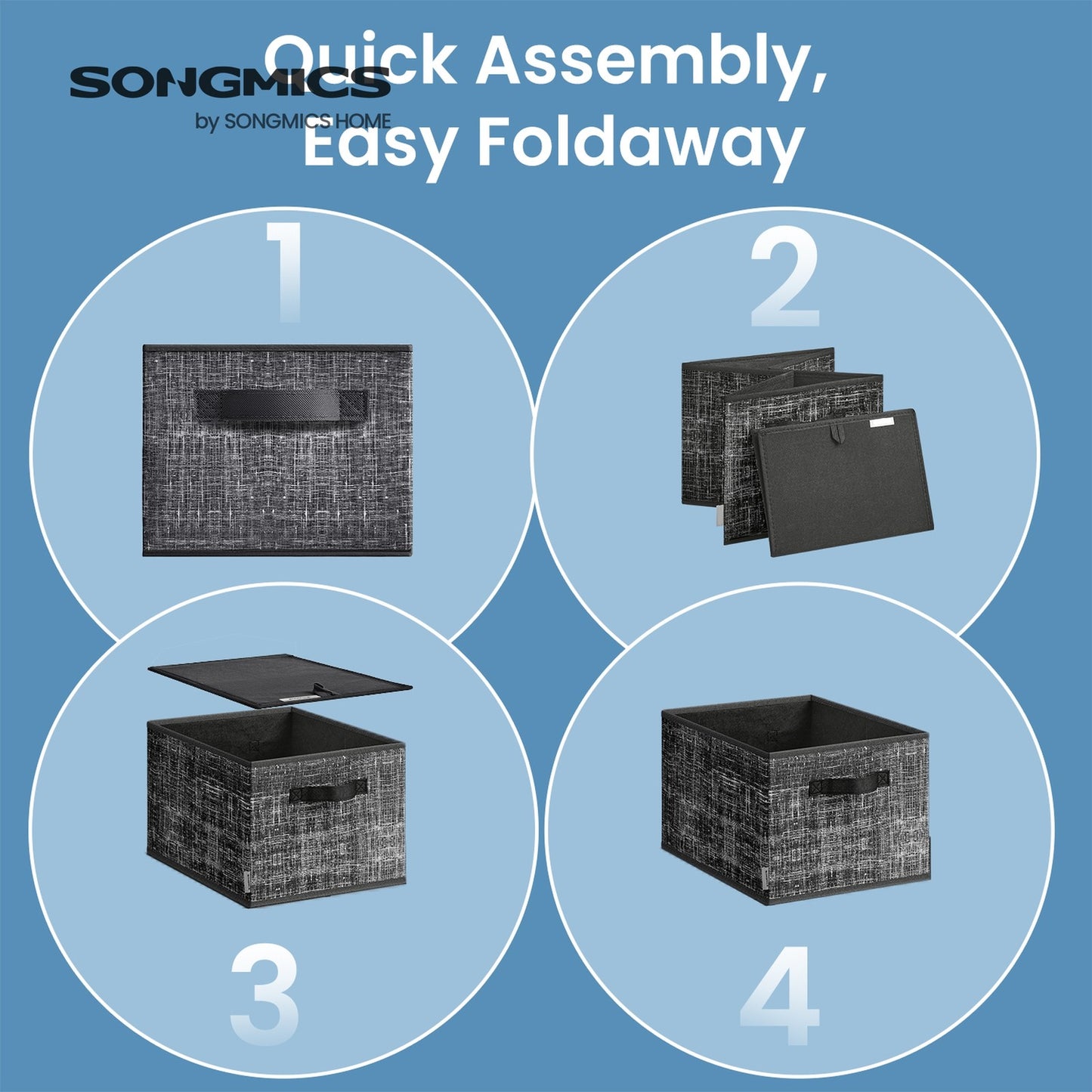 30 cm High Collapsible Storage Boxes Set of 3 Cattail Grey - image 11