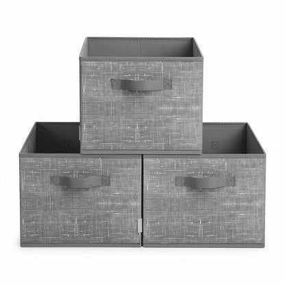 30 cm High Collapsible Storage Boxes Set of 3 Cattail Grey - image 23