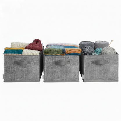30 cm High Collapsible Storage Boxes Set of 3 Cattail Grey - image 24