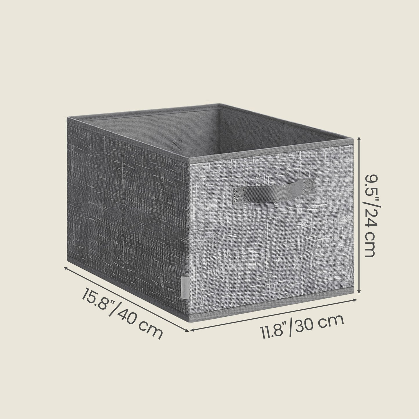 30 cm High Collapsible Storage Boxes Set of 3 Cattail Grey - image 25