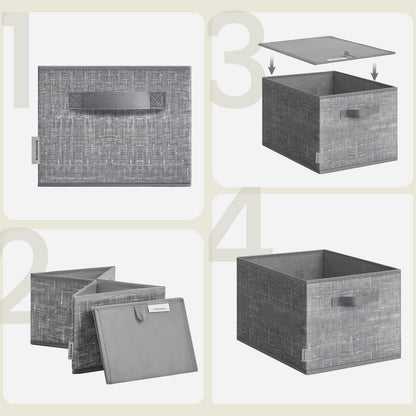 30 cm High Collapsible Storage Boxes Set of 3 Cattail Grey - image 29