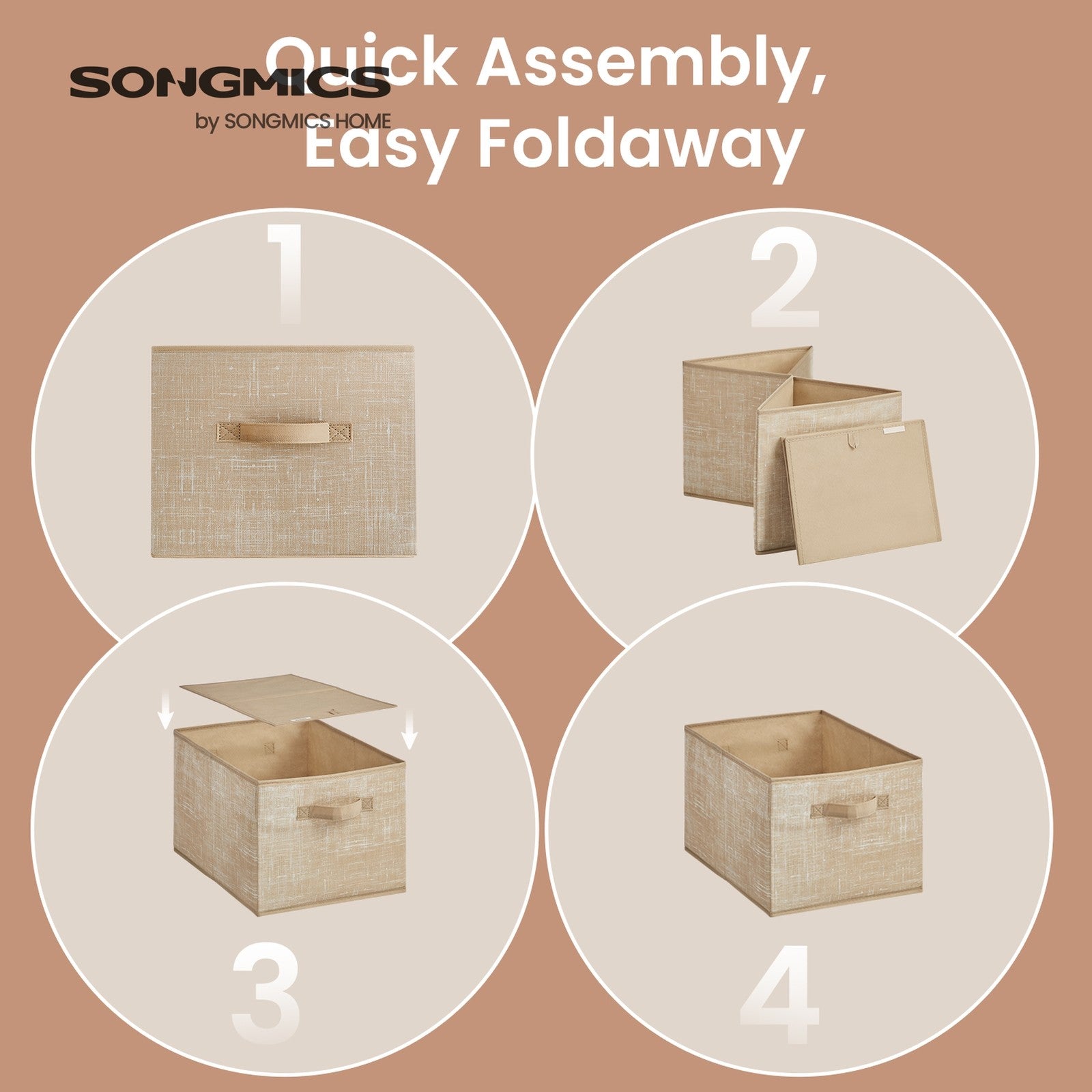 Set of 3 Fabric Storage Bins, Foldable Closet Organizer with 2 Handles, Label Holders - image 4