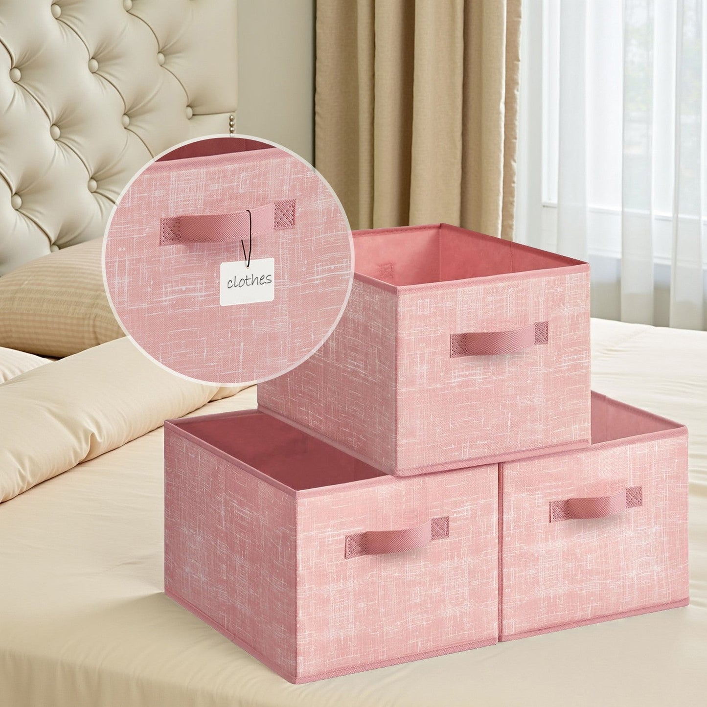 30 cm High Collapsible Storage Boxes Set of 3 Cattail Grey - image 18